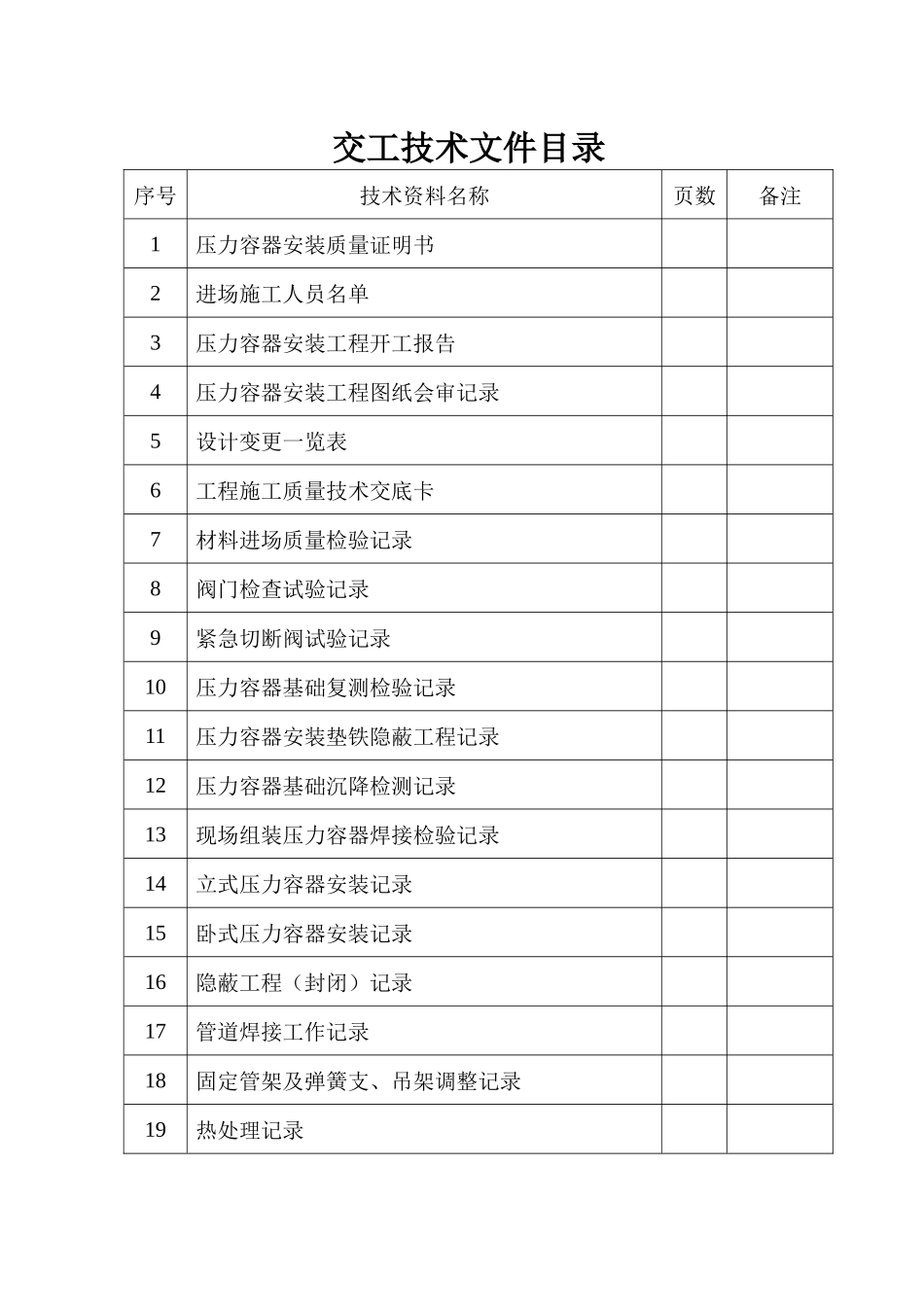 佛山市压力管道交工技术资料表格_第2页