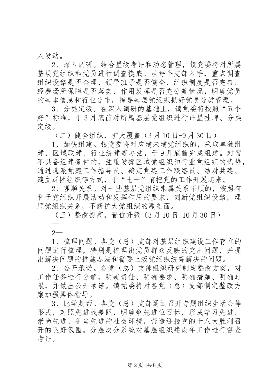 乡镇基层组织建设年活动的方案(详细) _第2页