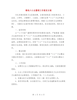 六小业整顿工作落实方案