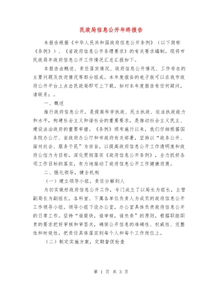 民政局信息公开年终报告