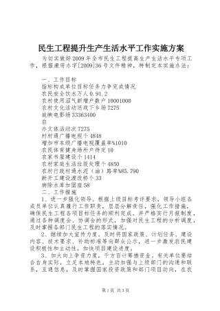 民生工程提升生产生活水平工作方案 