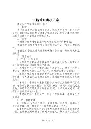 五精管理考核实施方案 