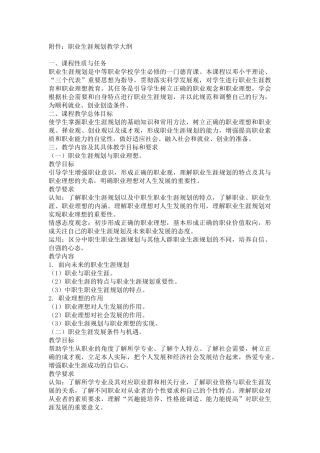 附件职业生涯规划教学大纲