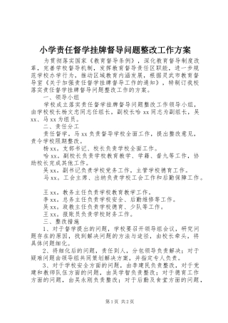 小学责任督学挂牌督导问题整改工作方案