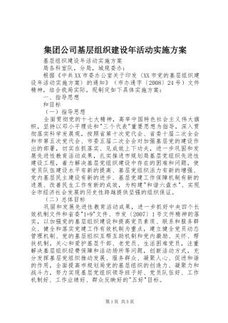 集团公司基层组织建设年活动方案 