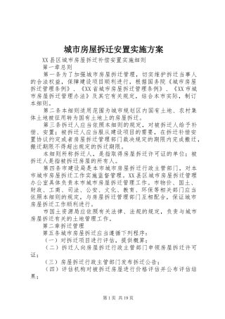 城市房屋拆迁安置方案 