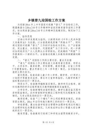 乡镇普九迎国检工作方案