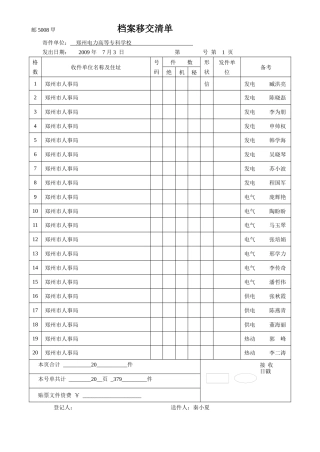 档案移交清单