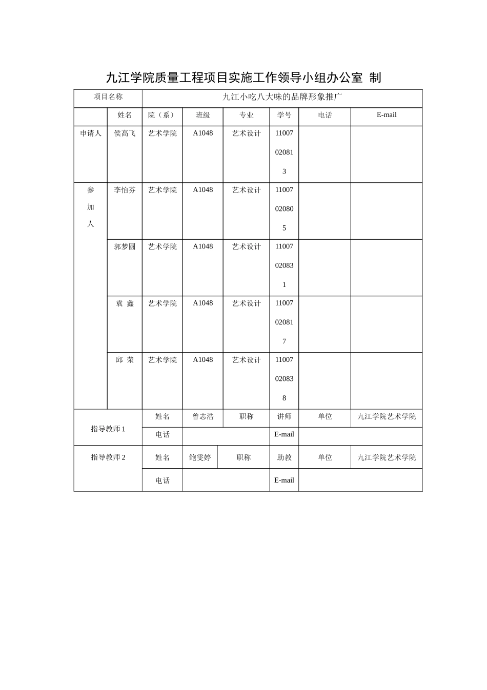 大学生创业实验项目表格附件1_第2页