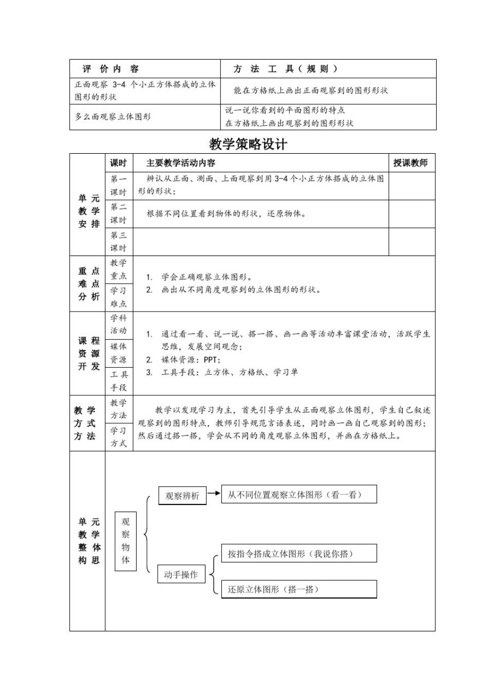 北师大版小学数学四年级下册第四单元《观察物体—看一看》教案_第2页