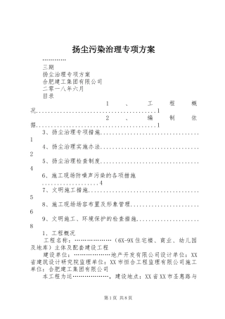 扬尘污染治理专项实施方案 