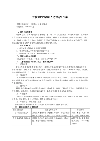 大庆职业学院人才培养方案