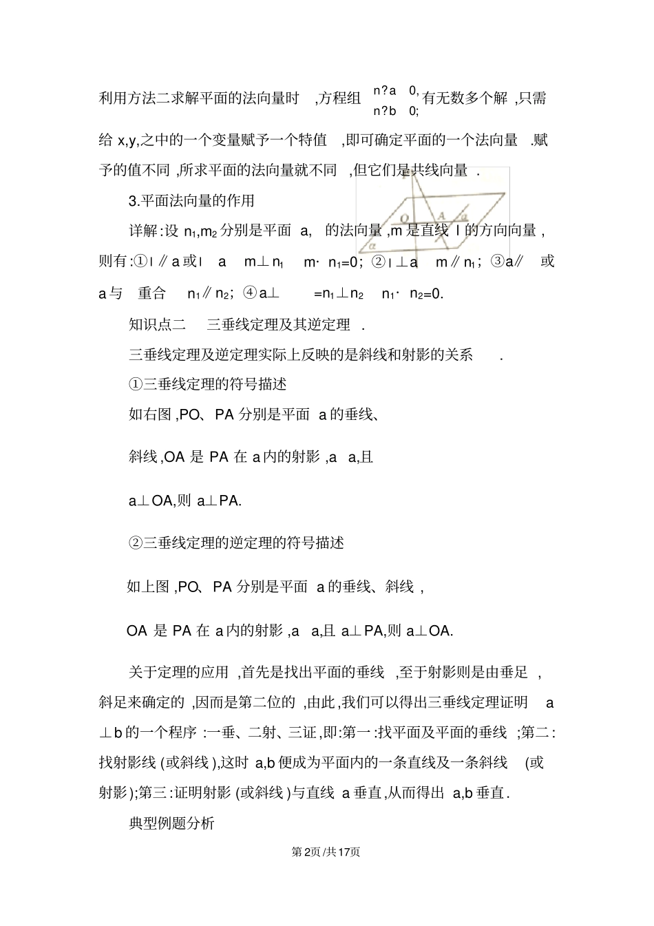 人教版数学选修21第三章平面的法向量与平面的向量表示讲义_第2页