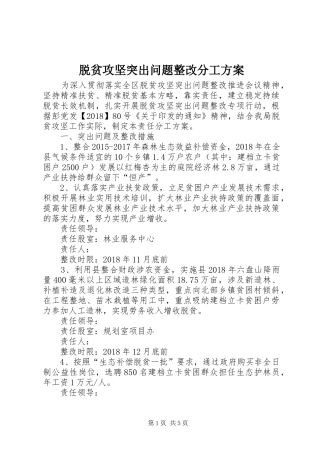 脱贫攻坚突出问题整改分工方案
