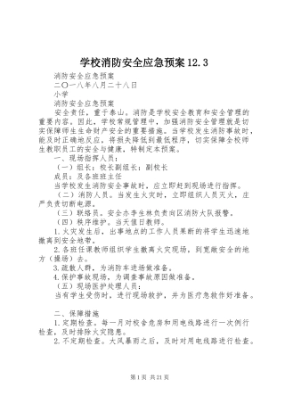学校消防安全应急预案12.3