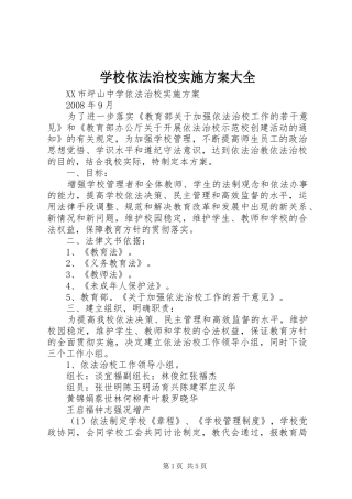 学校依法治校方案大全 