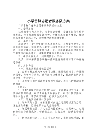 小学雷锋志愿者服务队实施方案 