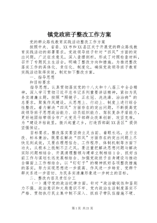 镇党政班子整改工作方案