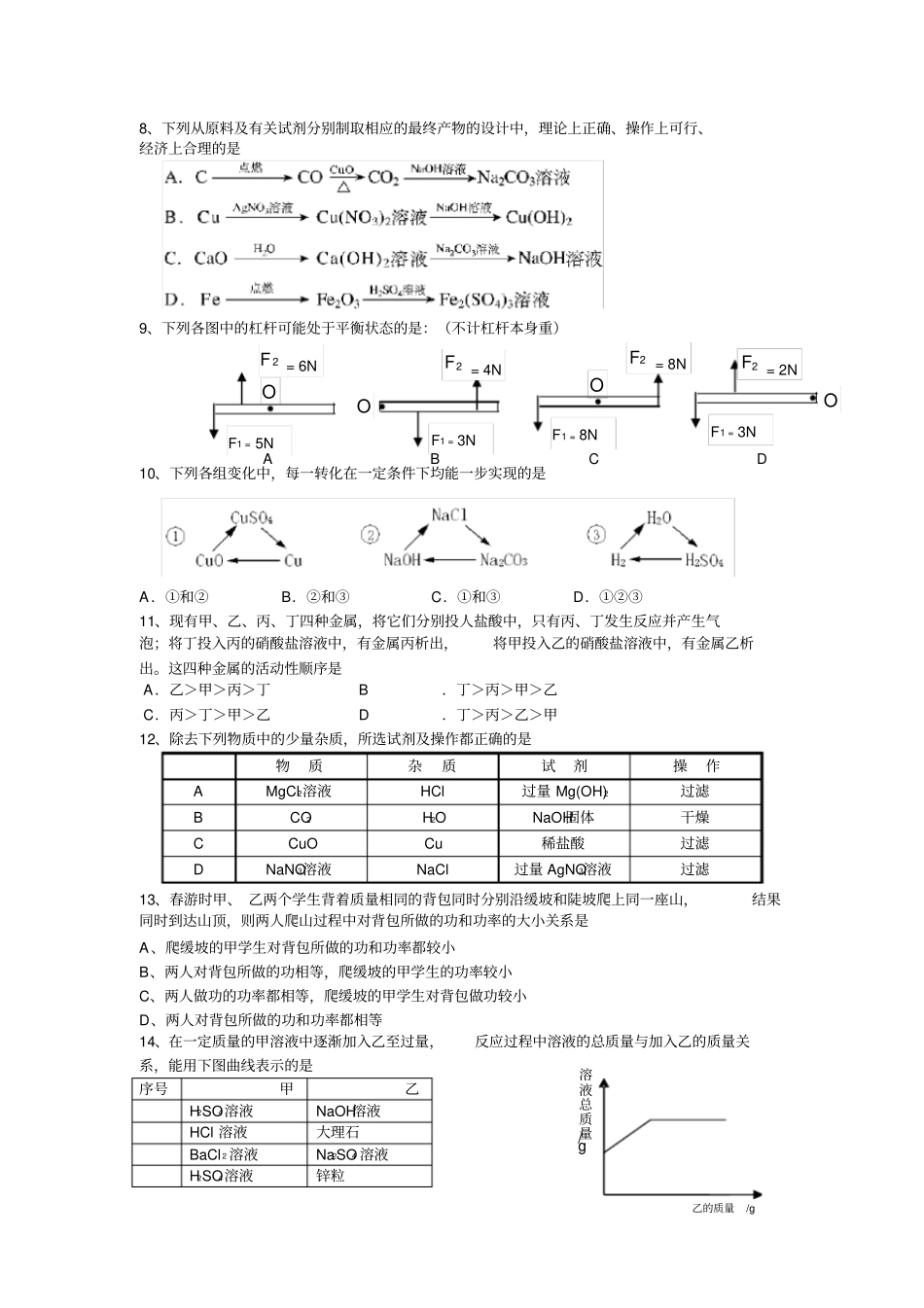 下学期初三科学期中考试试卷_第2页