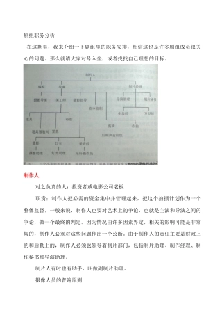 剧组职务分析