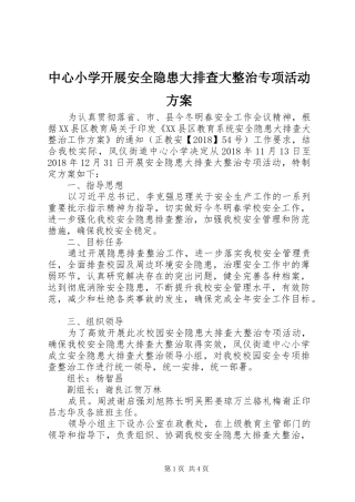 中心小学开展安全隐患大排查大整治专项活动实施方案 