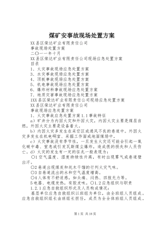煤矿安事故现场处置实施方案 