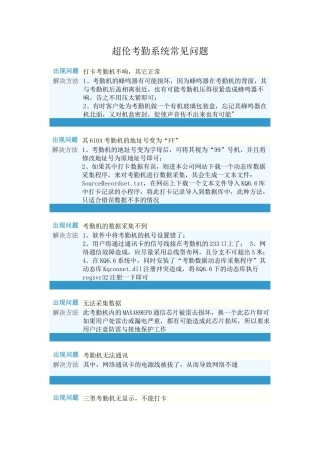 超伦考勤系统的常见问题