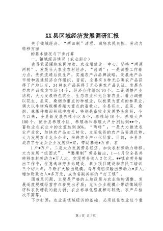 XX县区域经济发展调研汇报 