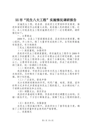 XX市“民生八大工程”实施情况调研报告 