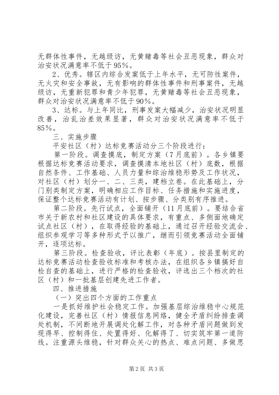 平安社区(村)达标竞赛活动实施方案 _第2页
