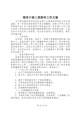 领导干部三责联审工作实施方案 