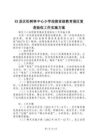 XX县区松树林中心小学迎接省级教育强区复查验收工作方案 