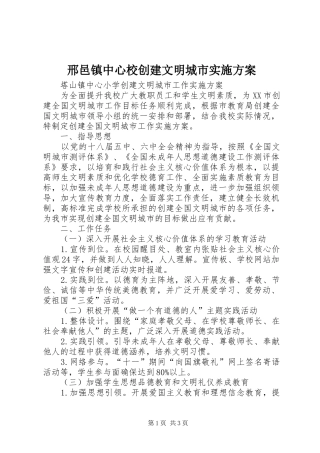 邢邑镇中心校创建文明城市方案 