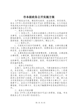 市本级政务公开方案 