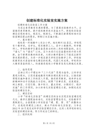 创建标准化实验室方案 
