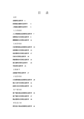 某地产集团房地产公司岗位说明书