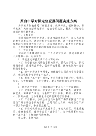 原曲中学对标定位查摆问题实施方案