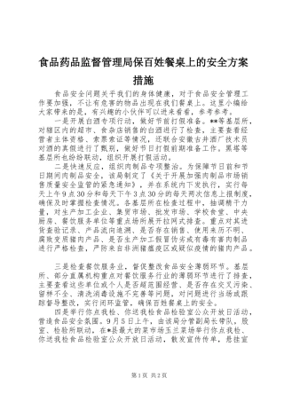 食品药品监督管理局保百姓餐桌上的安全方案措施