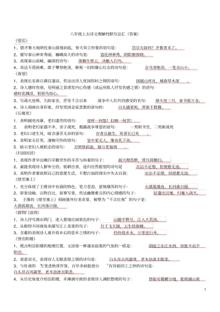 (完整版)八年级上古诗文默写练习(答案)