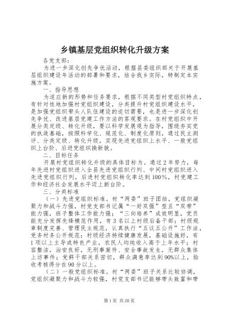 乡镇基层党组织转化升级方案