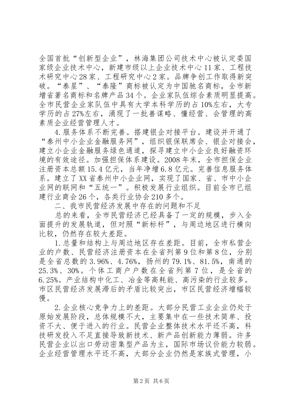 XX省民营经济发展情况调研报告(上) _第2页