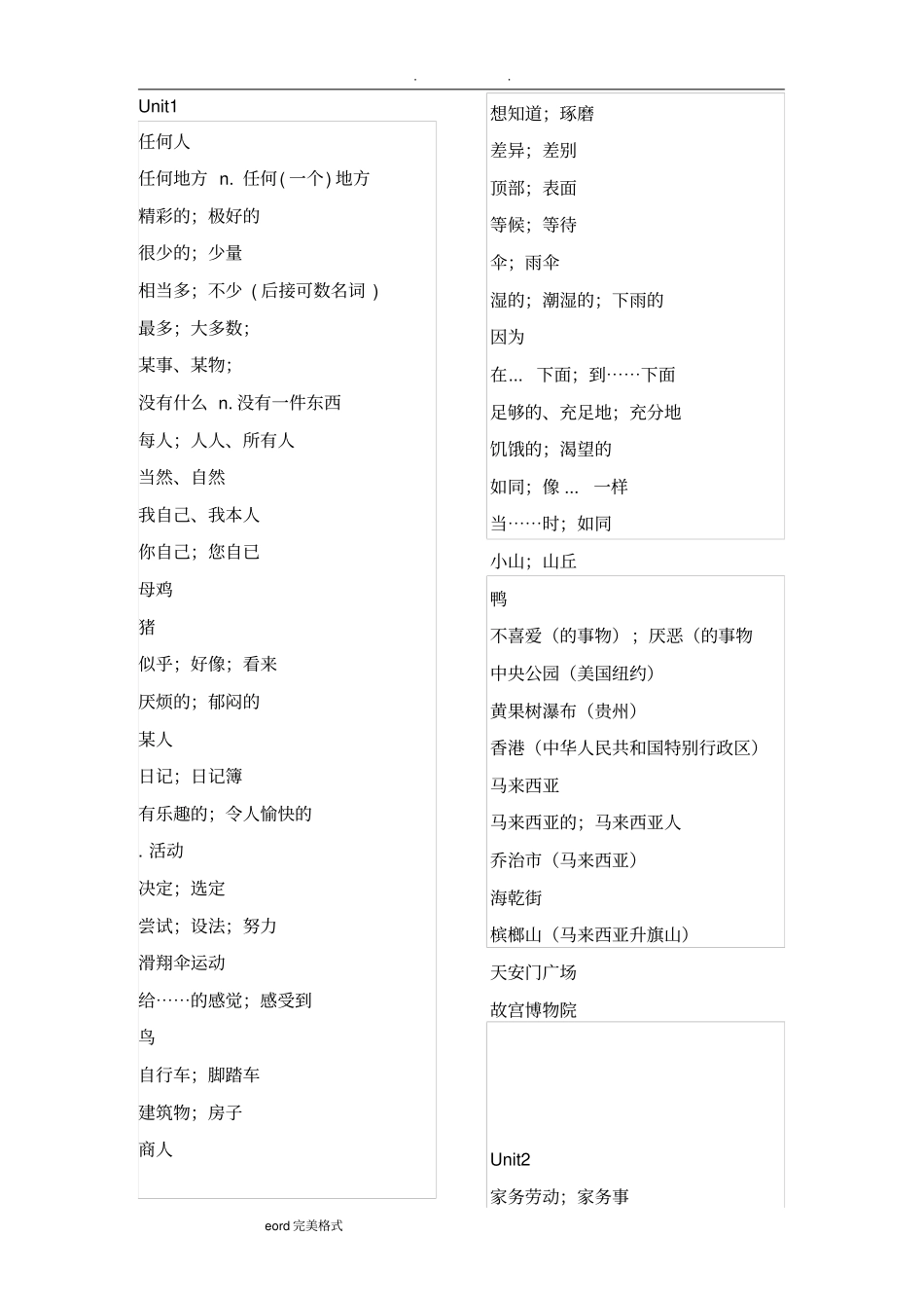 人版八上英语单词表默写专用_第1页