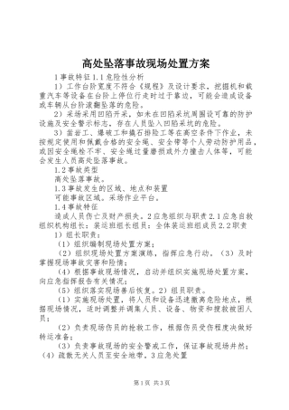 高处坠落事故现场处置实施方案 