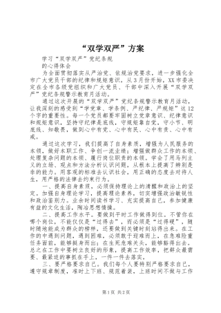 “双学双严”实施方案 
