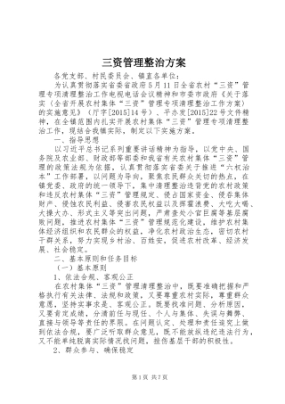三资管理整治实施方案 