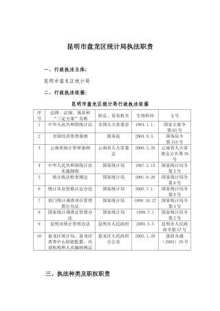 昆明市盘龙区统计局执法职责