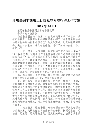 开展整治非法用工打击犯罪专项行动工作实施方案20XX年61111 