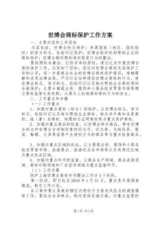 世博会商标保护工作方案