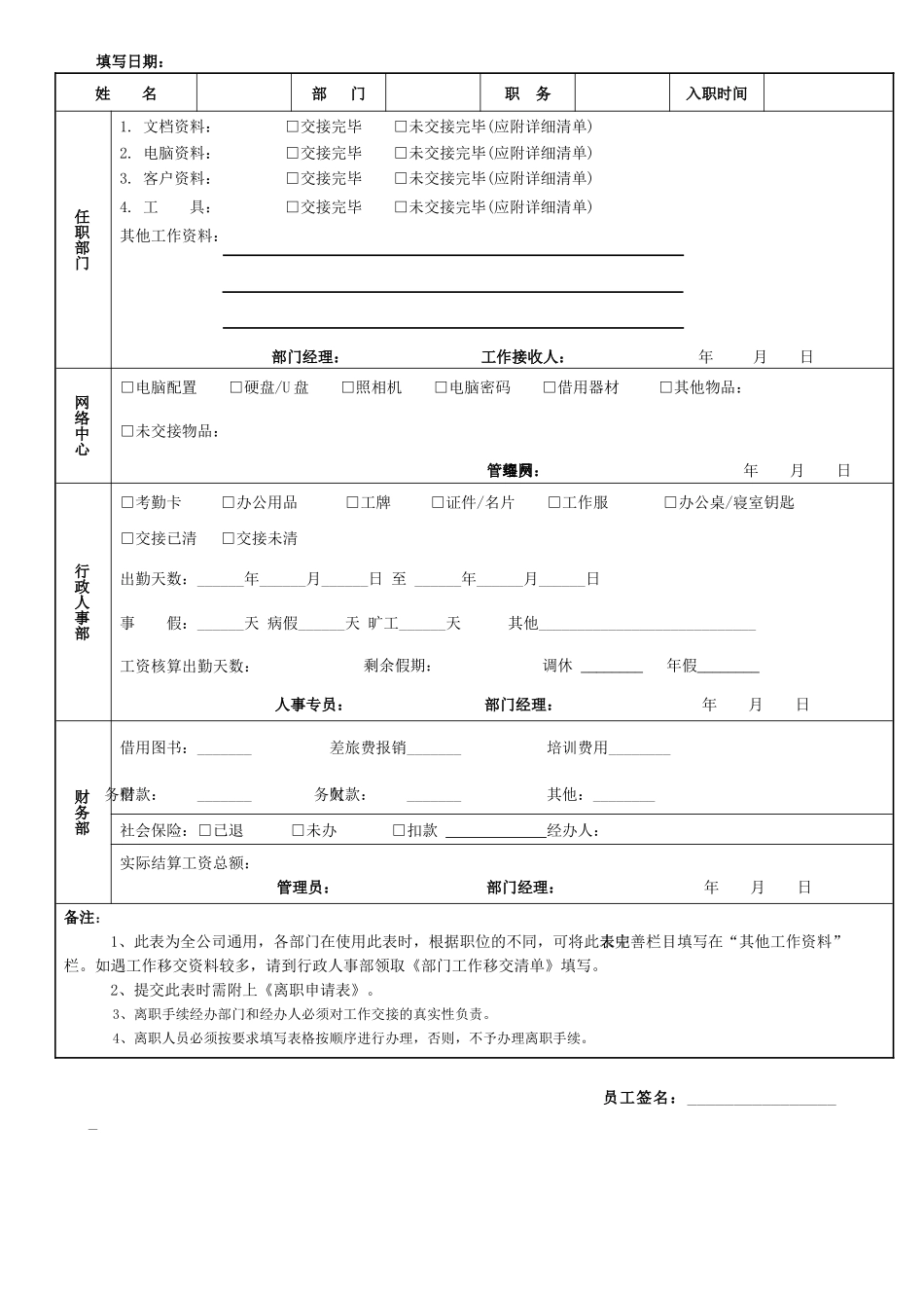 离职申请表,交接清单_第2页