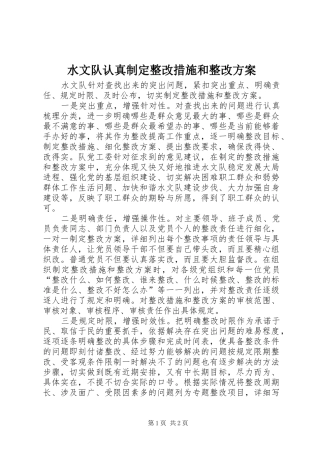 水文队认真制定整改措施和整改实施方案 